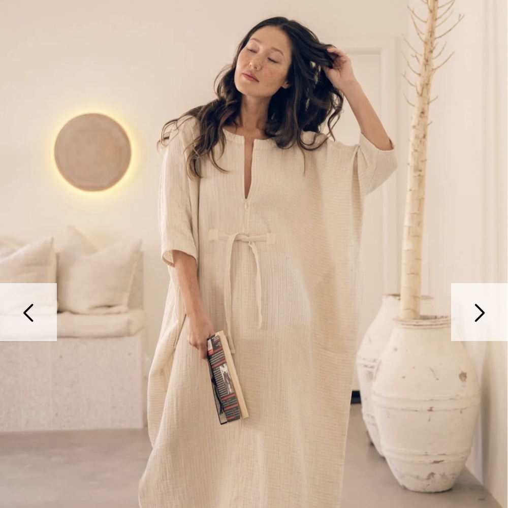 Small Oddbird Ruya Tunic Caftan Dress In Ivory
